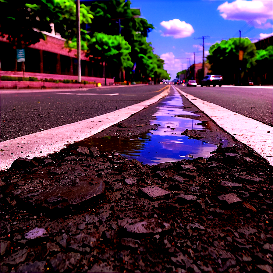 City Street With Potholes Png Uyg