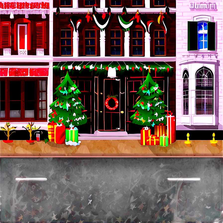 City Street With Seasonal Decorations Png 83