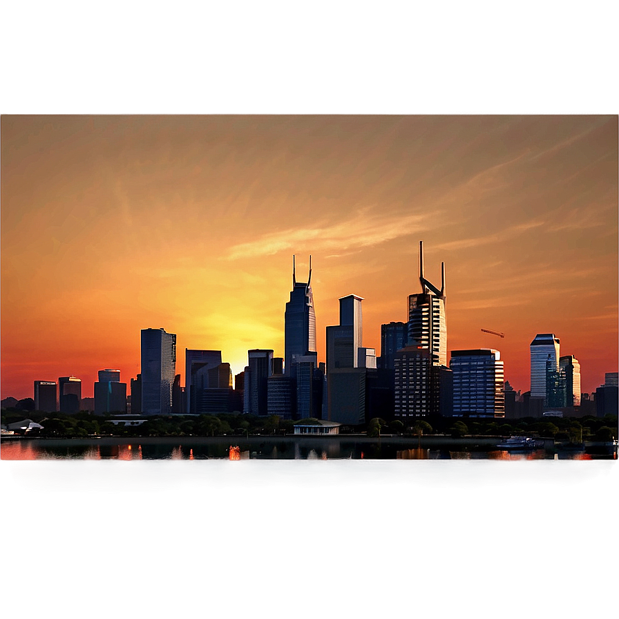 Cityscape At Sunset Png 12