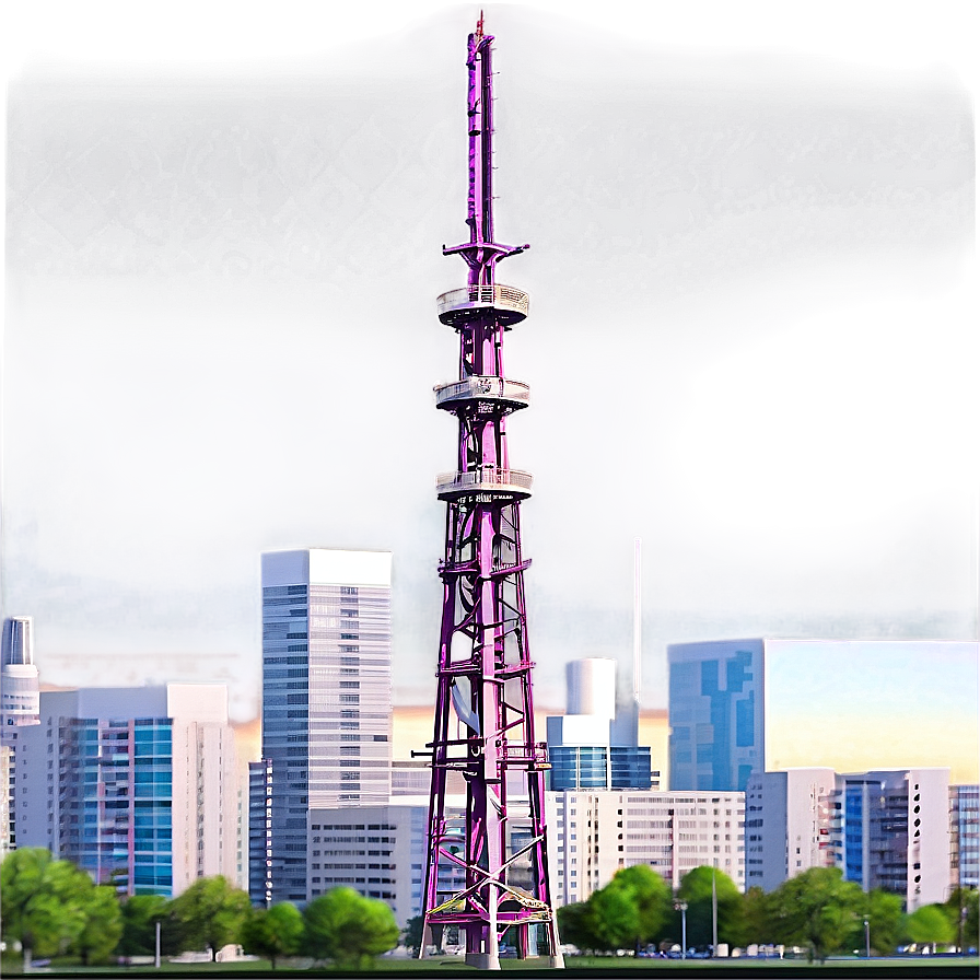 Cityscape With Cell Tower Png 29