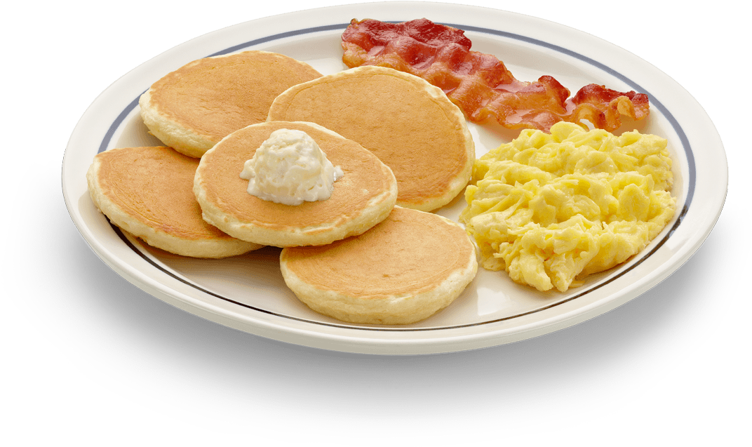 Classic American Breakfast Pancakes Bacon Eggs