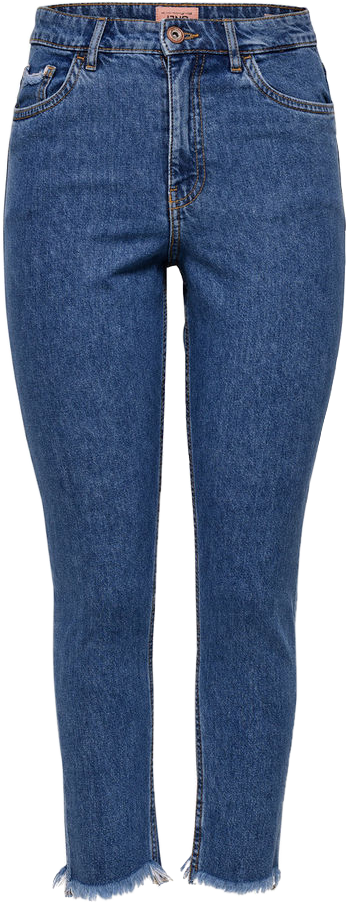 Classic Blue Jeans Frayed Hem