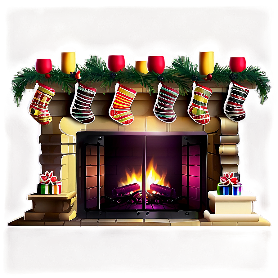 Classic Christmas Fireplace Png 06252024