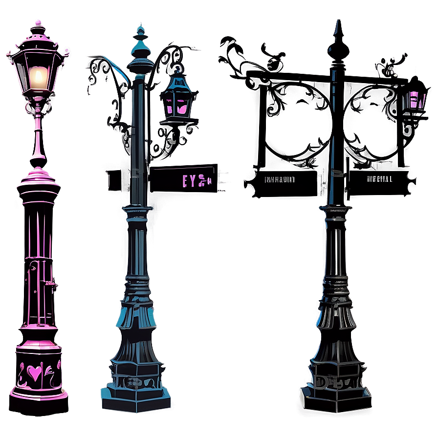 Classic Iron Light Post Png 26