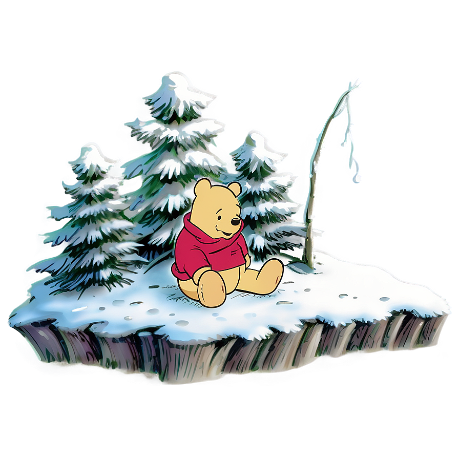 Classic Pooh Winter Scene Png 06292024