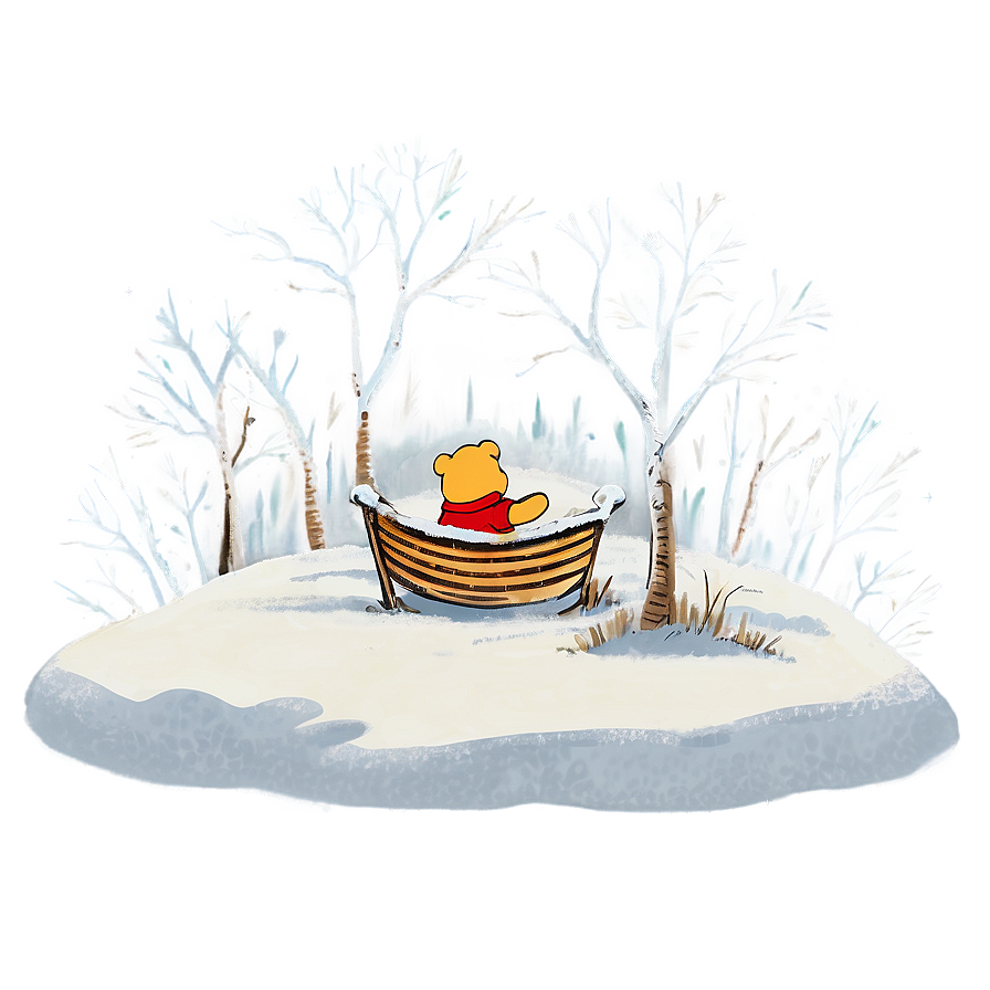 Classic Pooh Winter Scene Png Toa