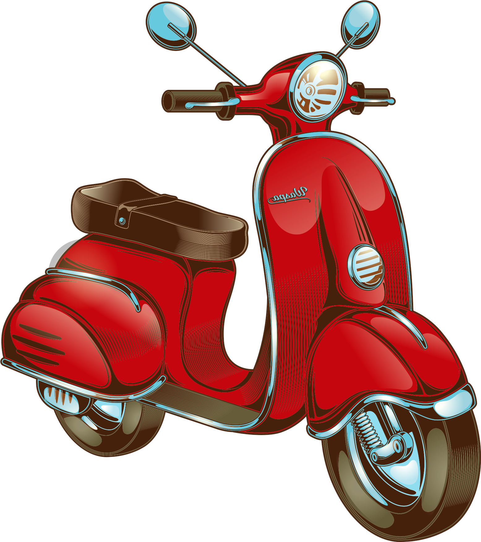 Classic Red Scooter Illustration