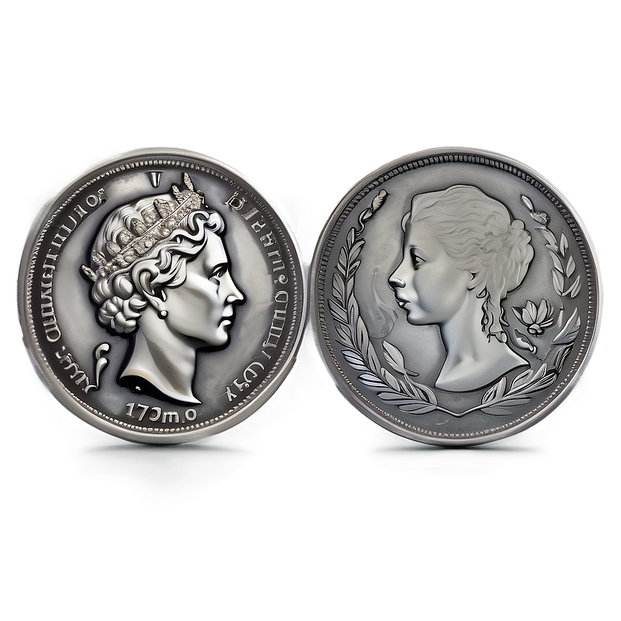 Classic Silver Coin Representation Png 15