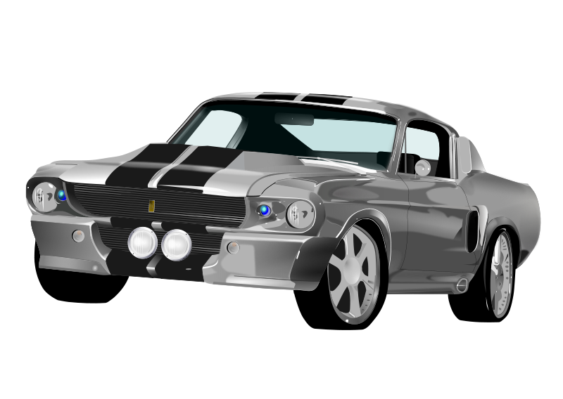 Classic Silver Mustang Shelby G T500 Illustration