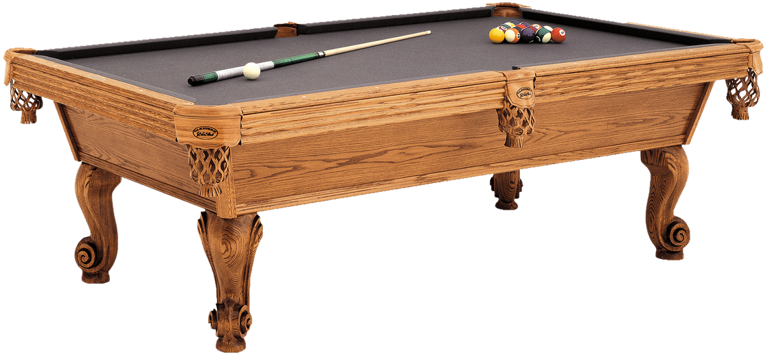 Classic Wooden Pool Table With Cues And Balls