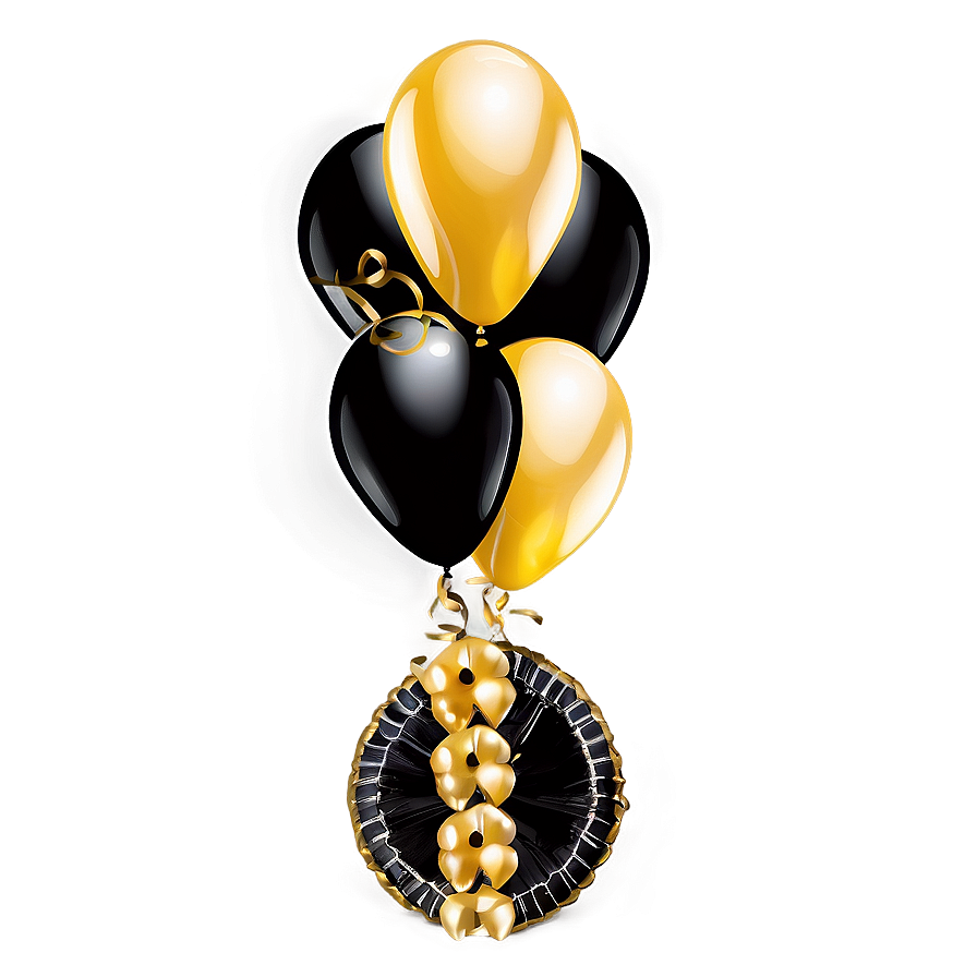 Classy Black And Gold Balloon Arrangement Png 06132024