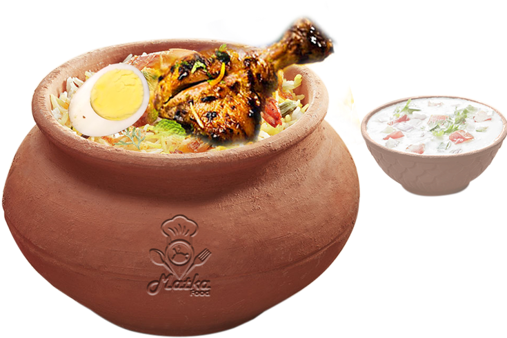 Clay Pot Chicken Biryaniwith Raita