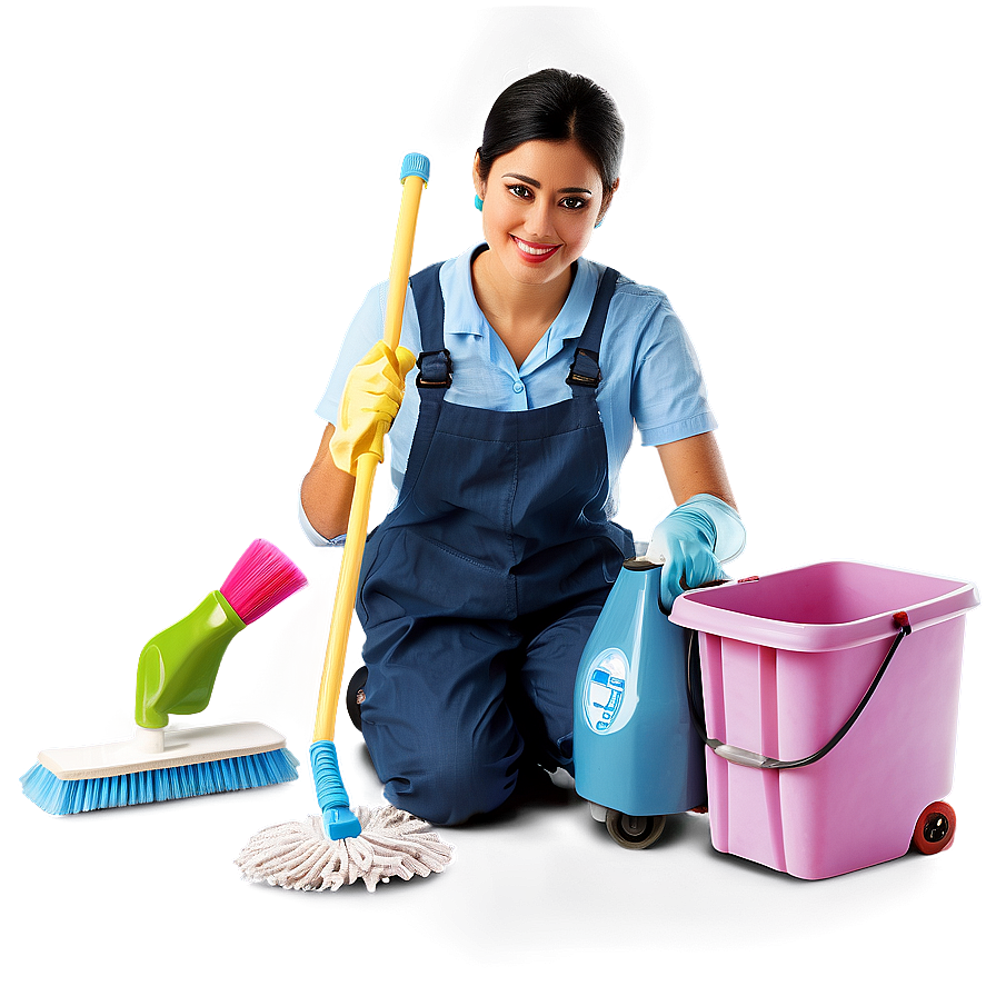 Cleaning Lady With Equipment Png 29