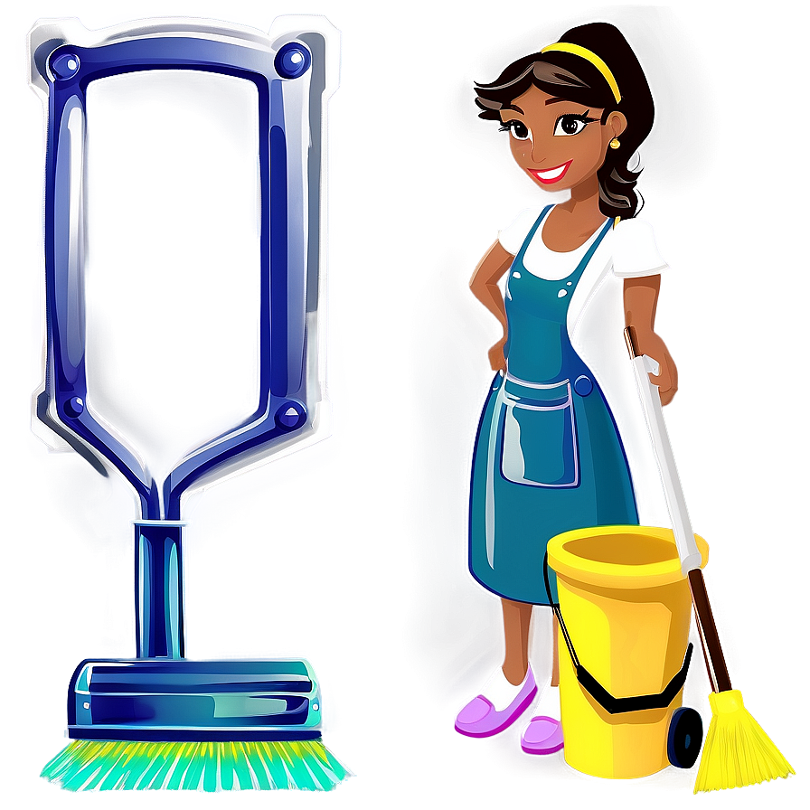 Cleaning Lady With Equipment Png Jta50