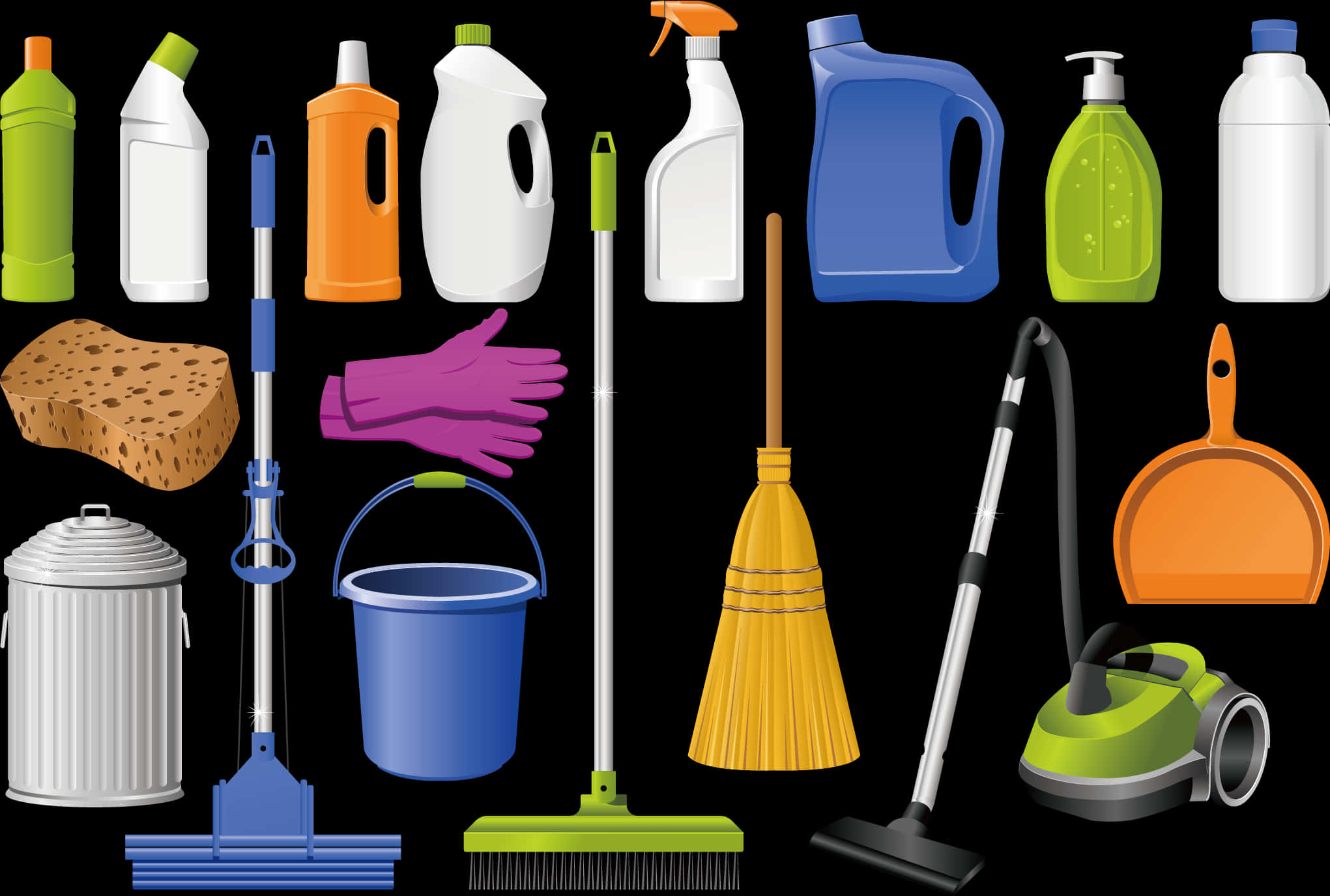 Cleaning Suppliesand Tools Vector Illustration