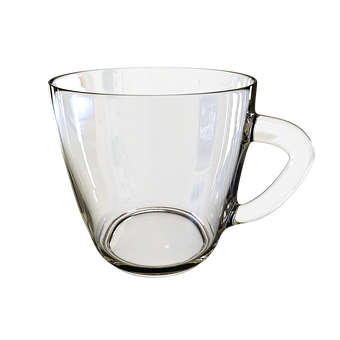 Clear Glass Coffee Mugon Black Background