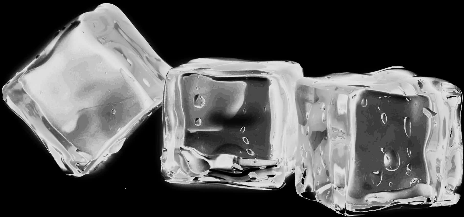 Clear Ice Cubes Black Background