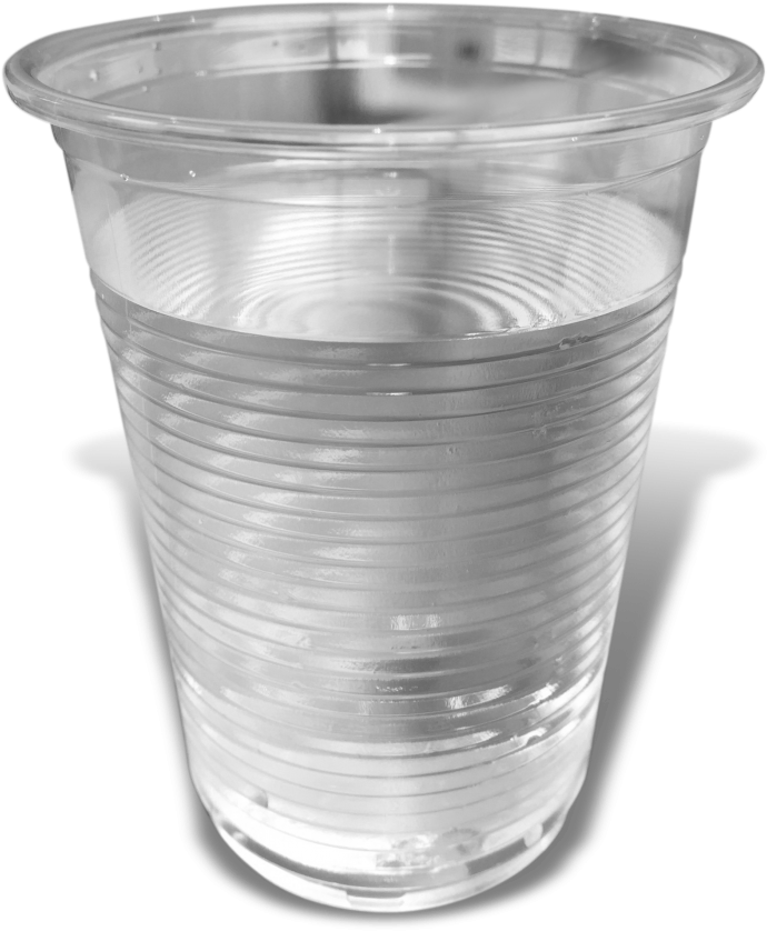 Clear Plastic Cup Water Half Full