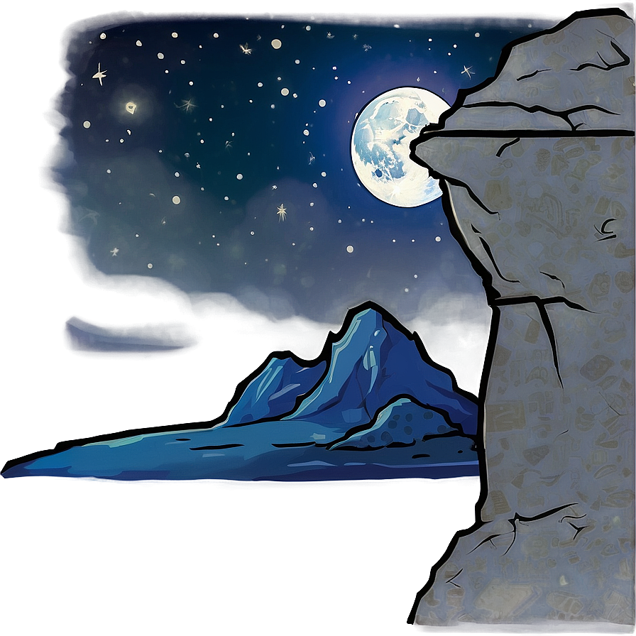 Cliff By The Night Sky Png 54