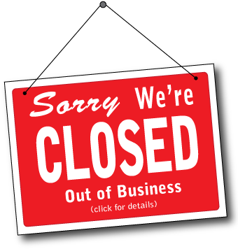 Closed Outof Business Sign