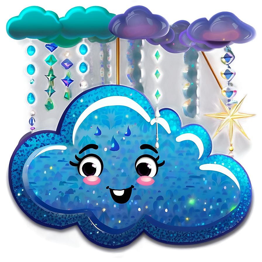 Cloud Cartoon With Glitter Png Rxu