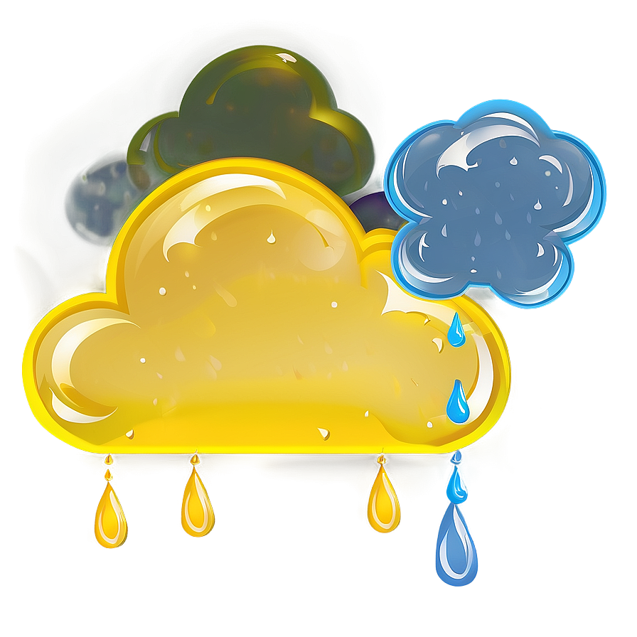 Cloud Cartoon With Raindrops Png Fah