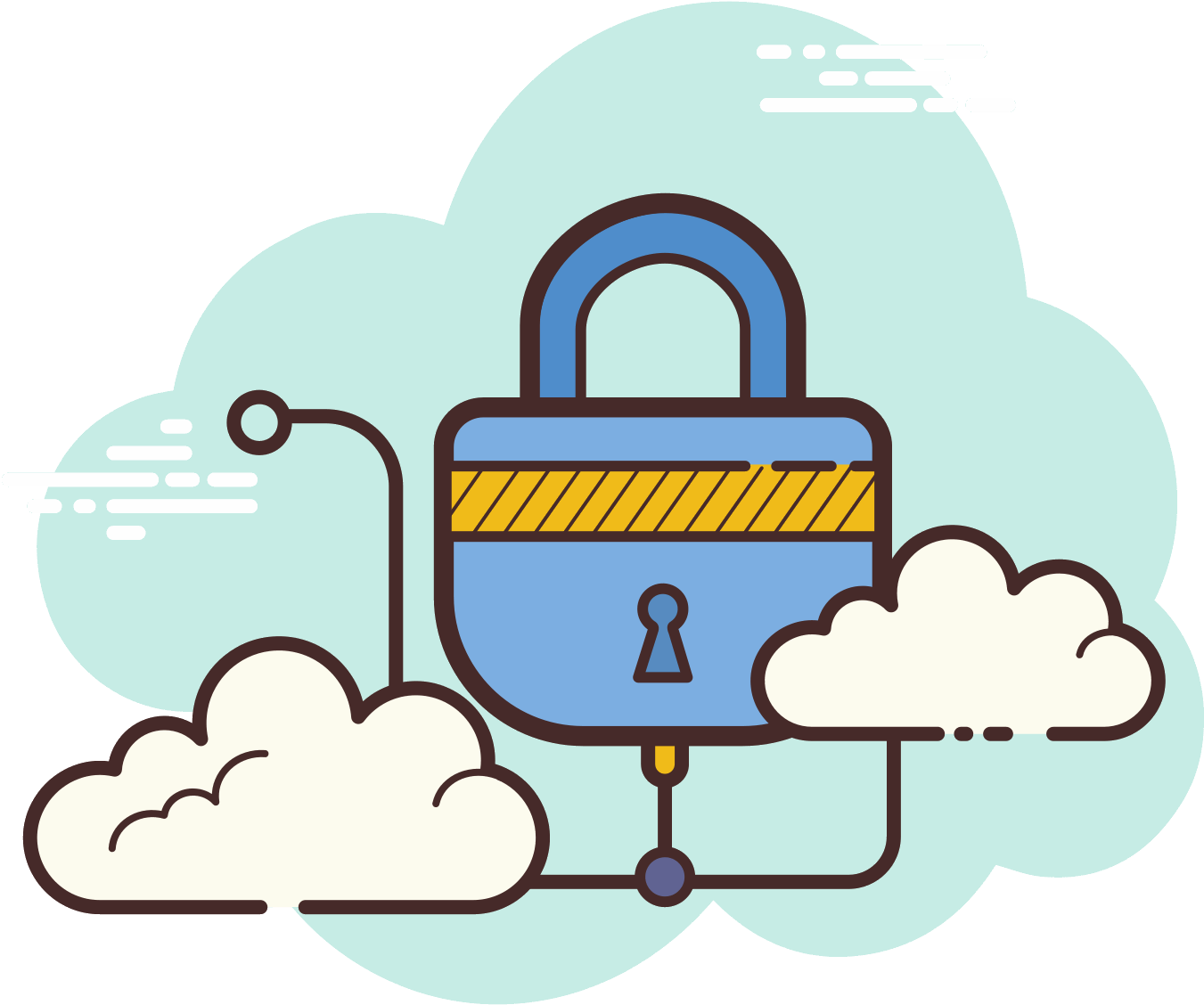 Cloud Security Padlock Illustration