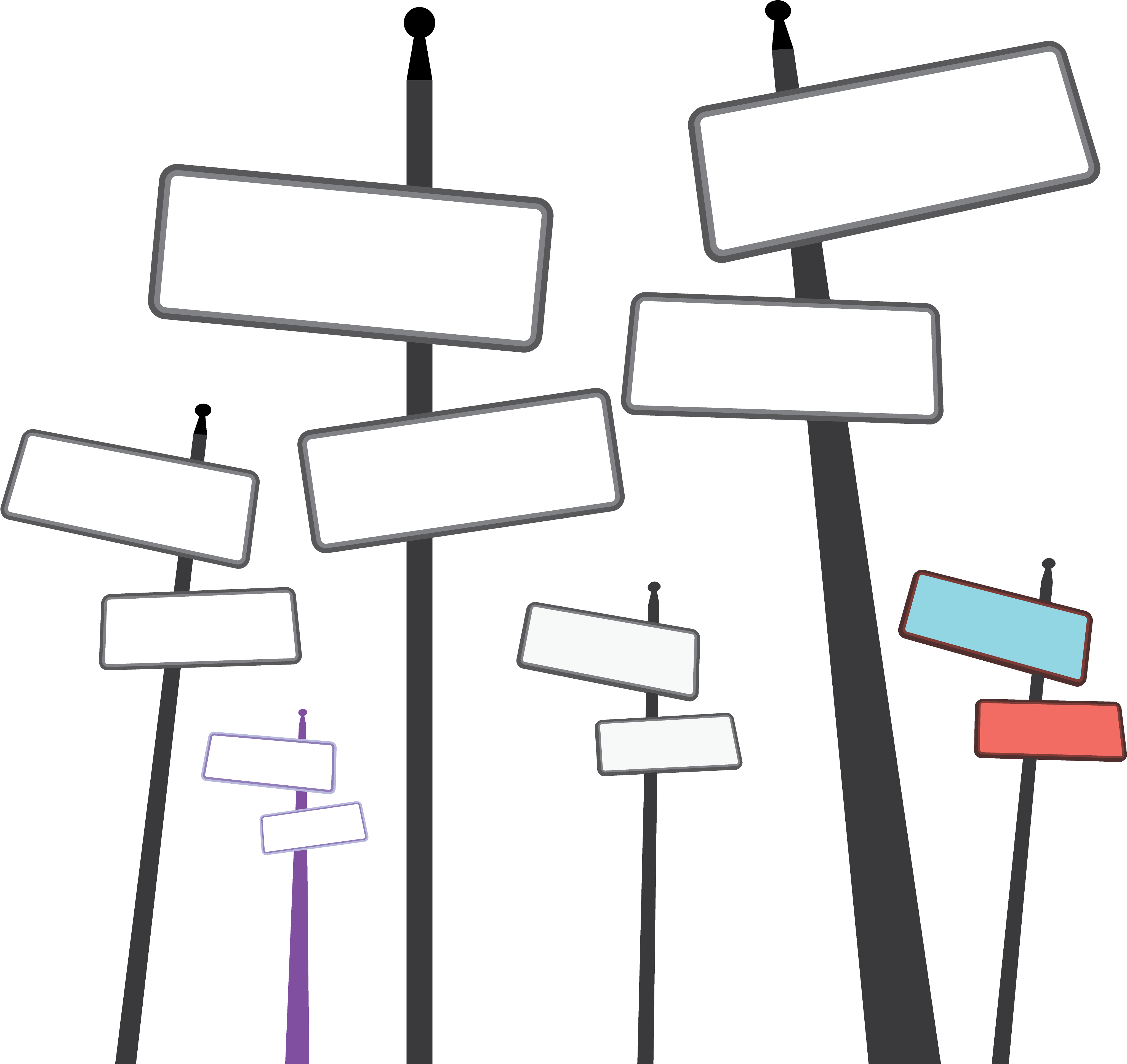 Clustered Blank Street Signs