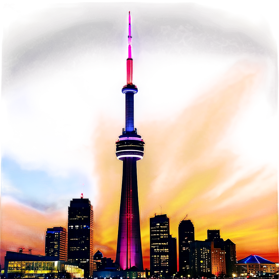 Cn Tower Sunset View Png Mis