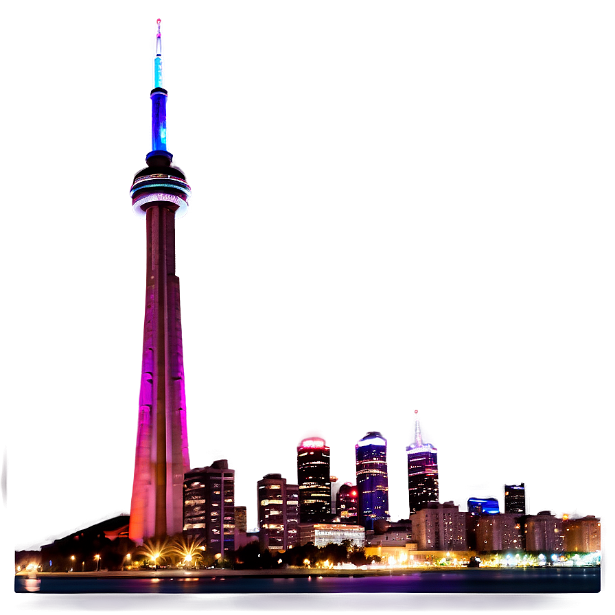 Cn Tower Vibrant Evening Png Hlw