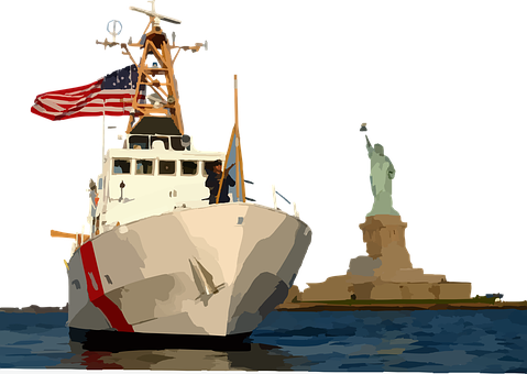 Coast Guard Ship Statue Of Liberty Night