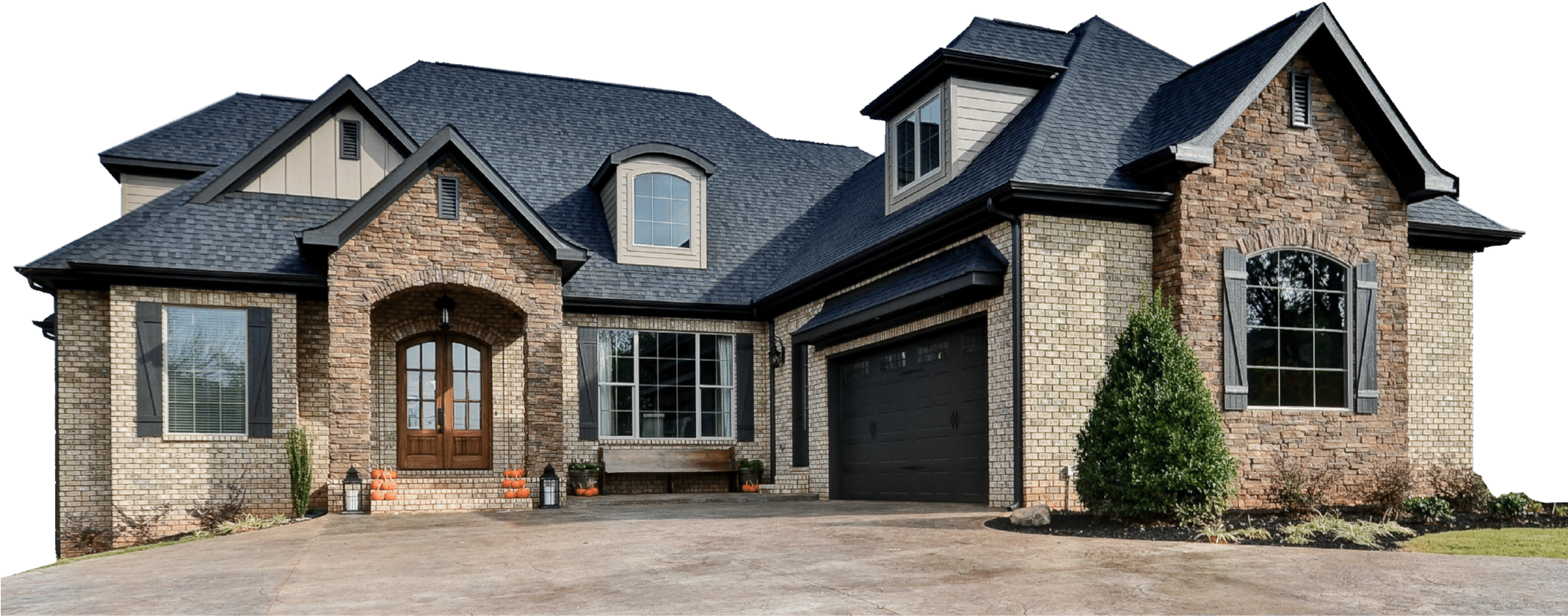 Cobblestone Clad Suburban Home