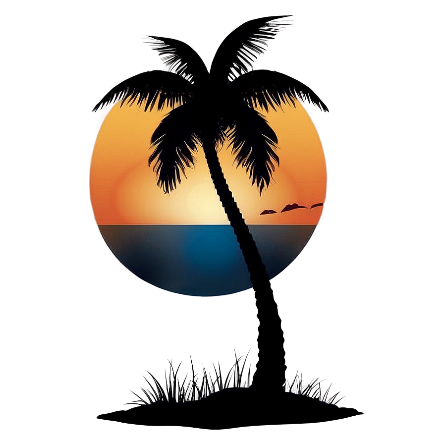 Coconut Tree Sunset Silhouette Png Gik