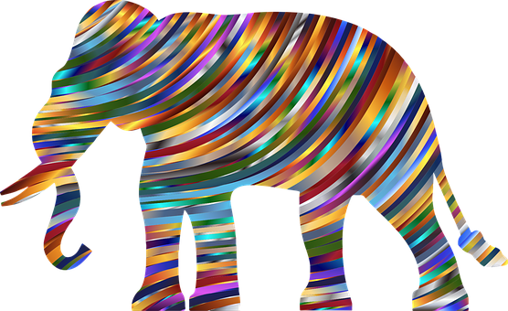 Colorful Abstract Elephant Silhouette