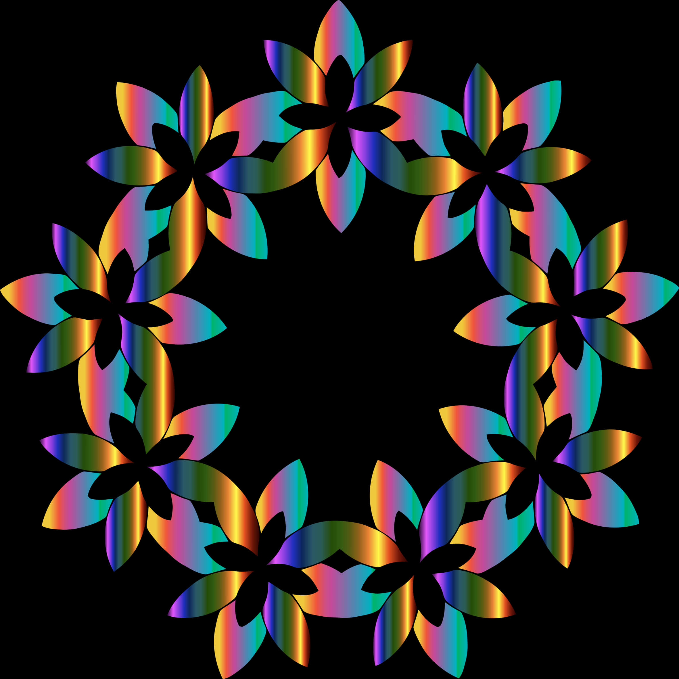 Colorful Abstract Floral Wreath