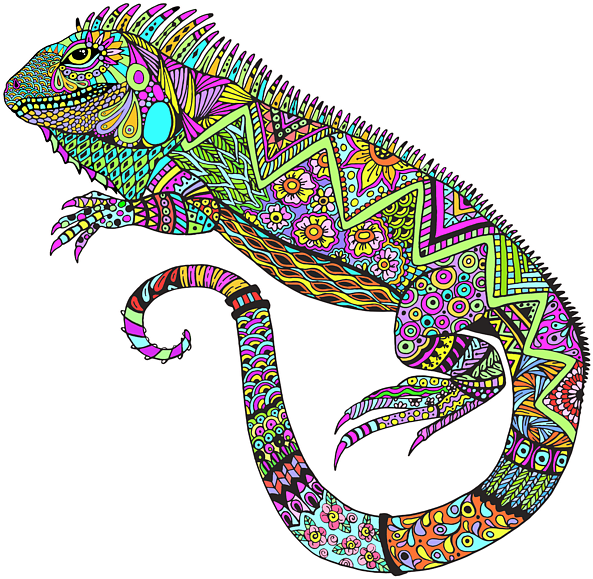 Colorful Abstract Iguana Artwork