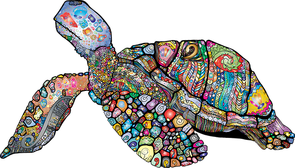 Colorful Abstract Sea Turtle Artwork