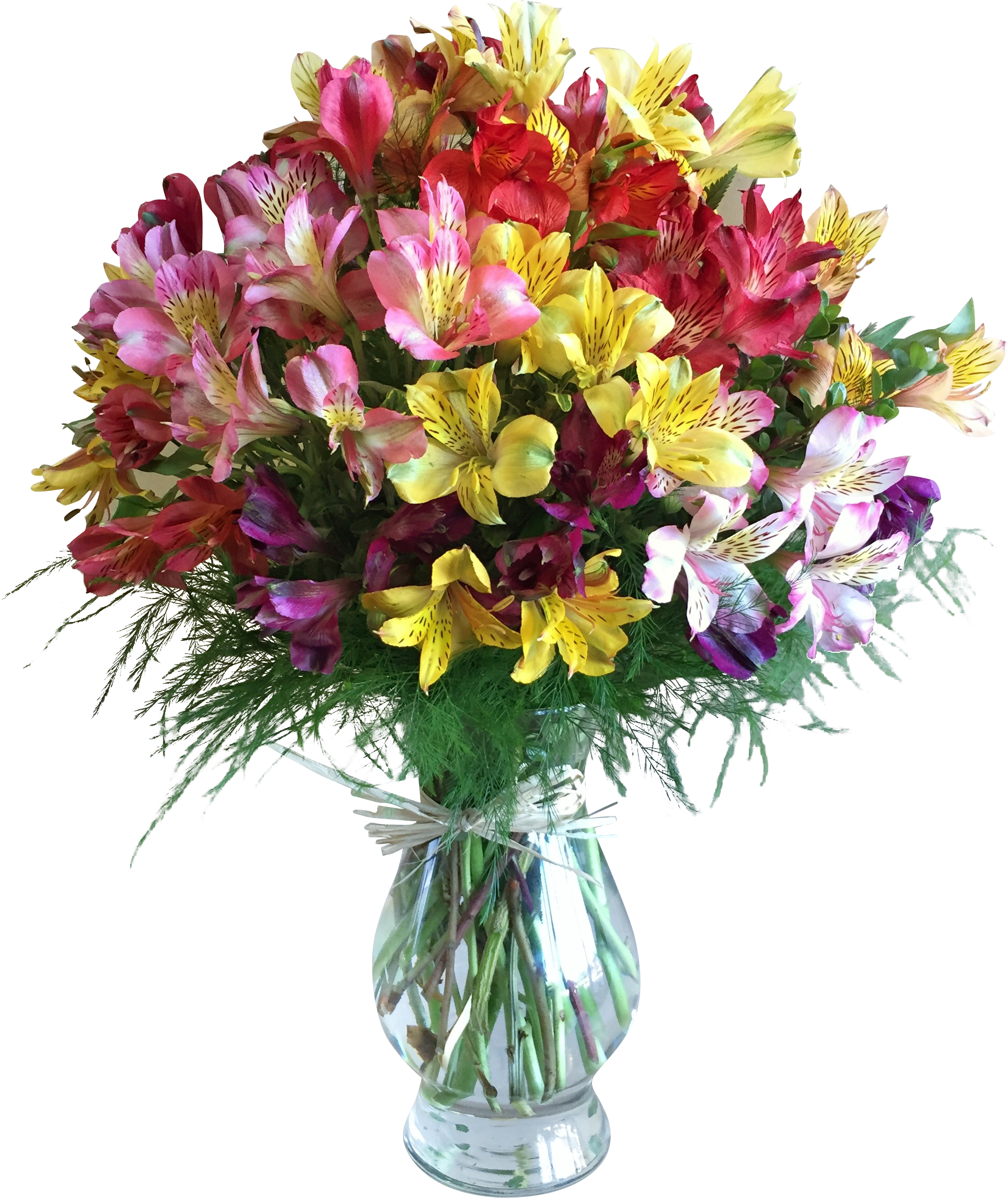 Colorful_ Alstroemeria_ Bouquet_in_ Glass_ Vase