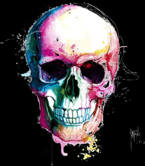 Colorful Artistic Skull Illustration