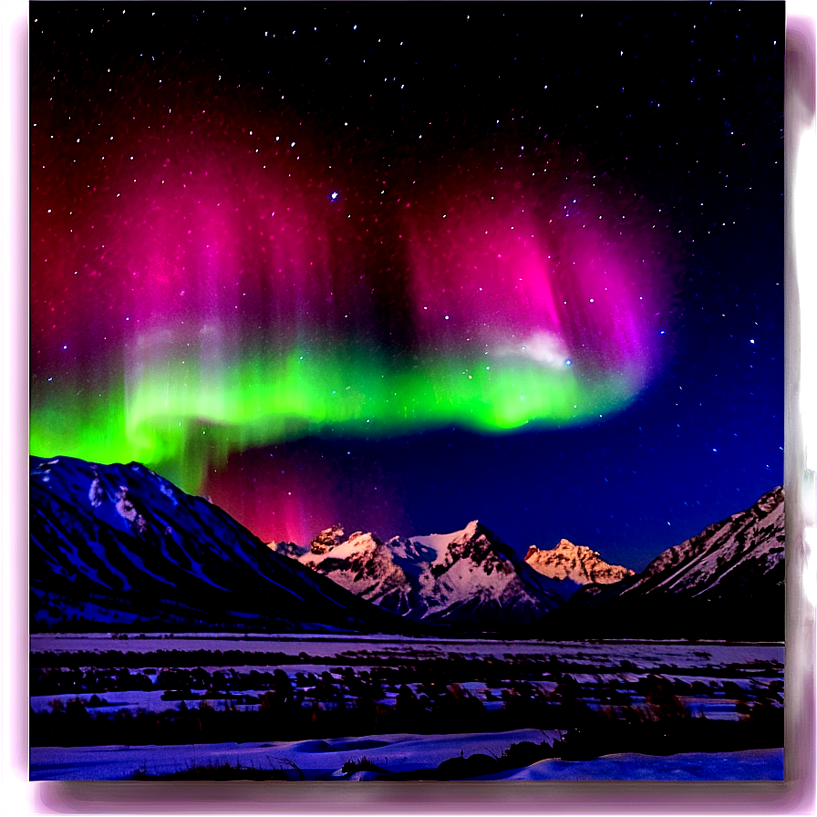 Colorful Aurora Over Mountains Png Aof