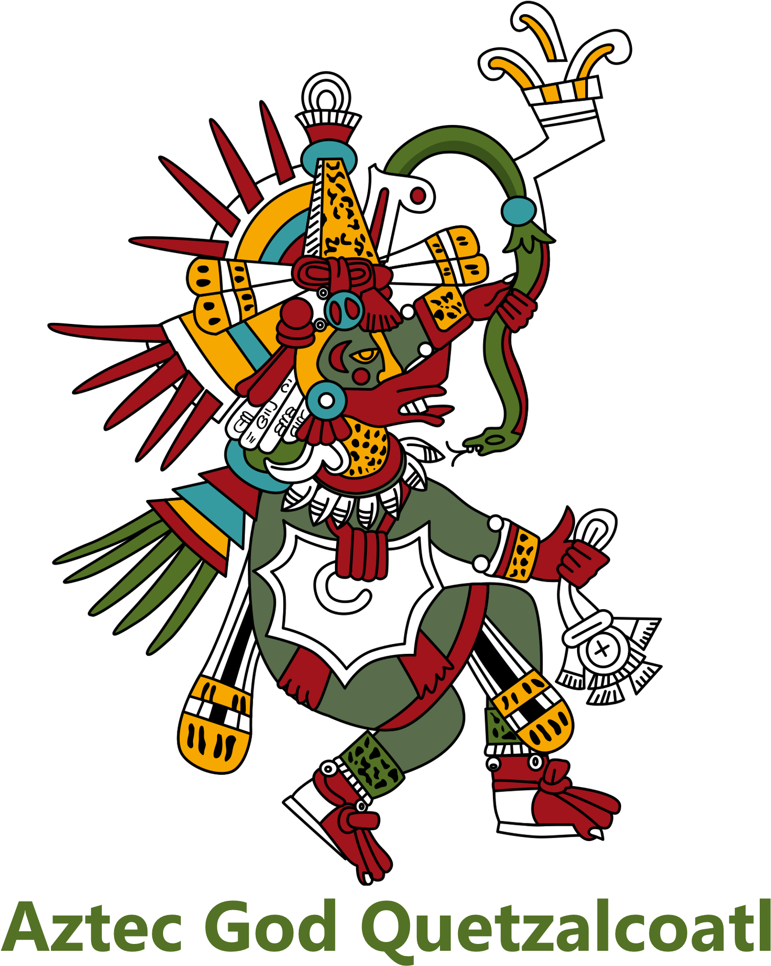 Colorful Aztec God Quetzalcoatl Illustration