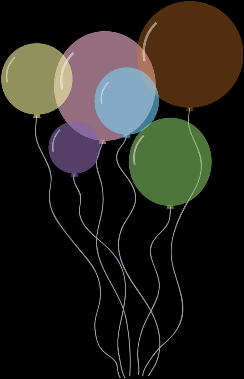 Colorful Balloons Black Background