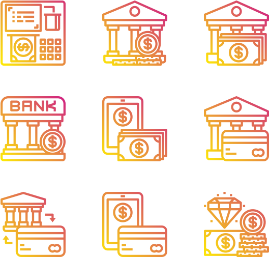 Colorful Banking Icons Set