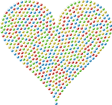 Colorful Billiard Balls Heart Shape