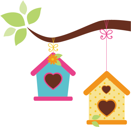 Colorful Birdhouses Clipart