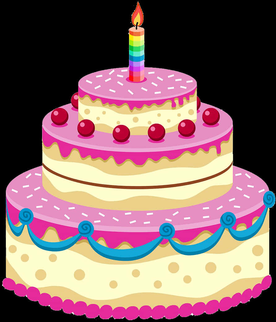 Colorful Birthday Cake Illustration