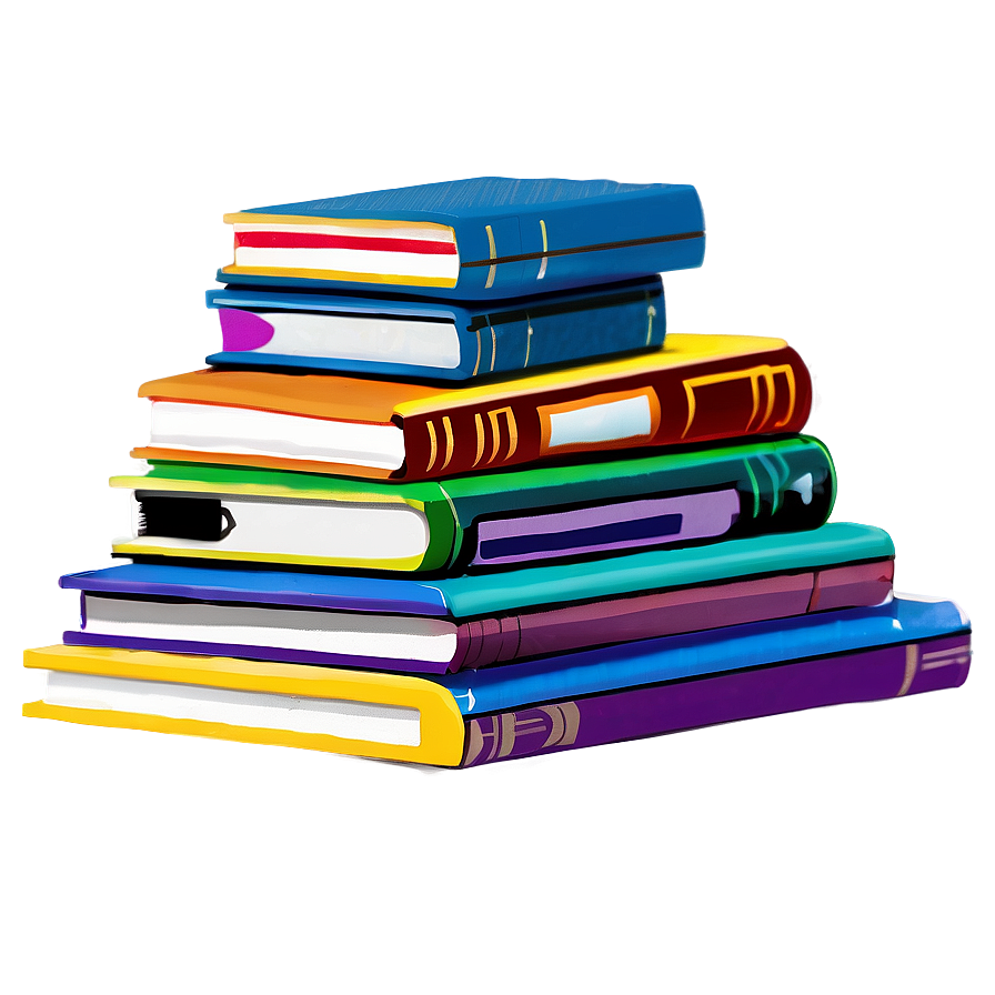 Colorful Books Stack Png 06132024