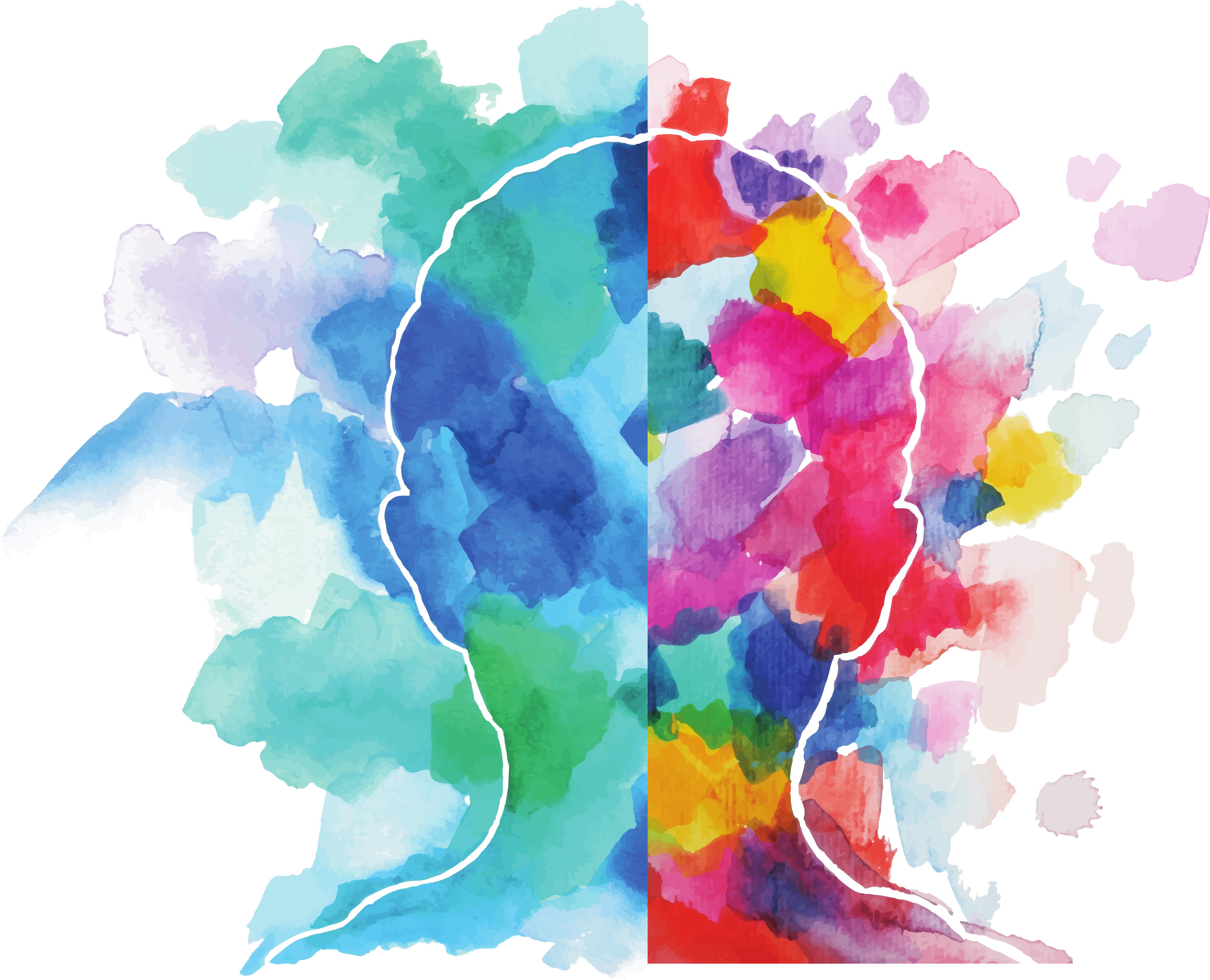 Colorful Brain Silhouette Art