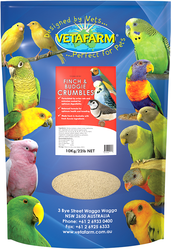 Colorful Budgies Vetafarm Bird Food Packaging