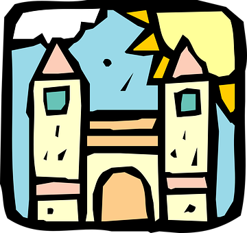 Colorful Cartoon Castle Illustration